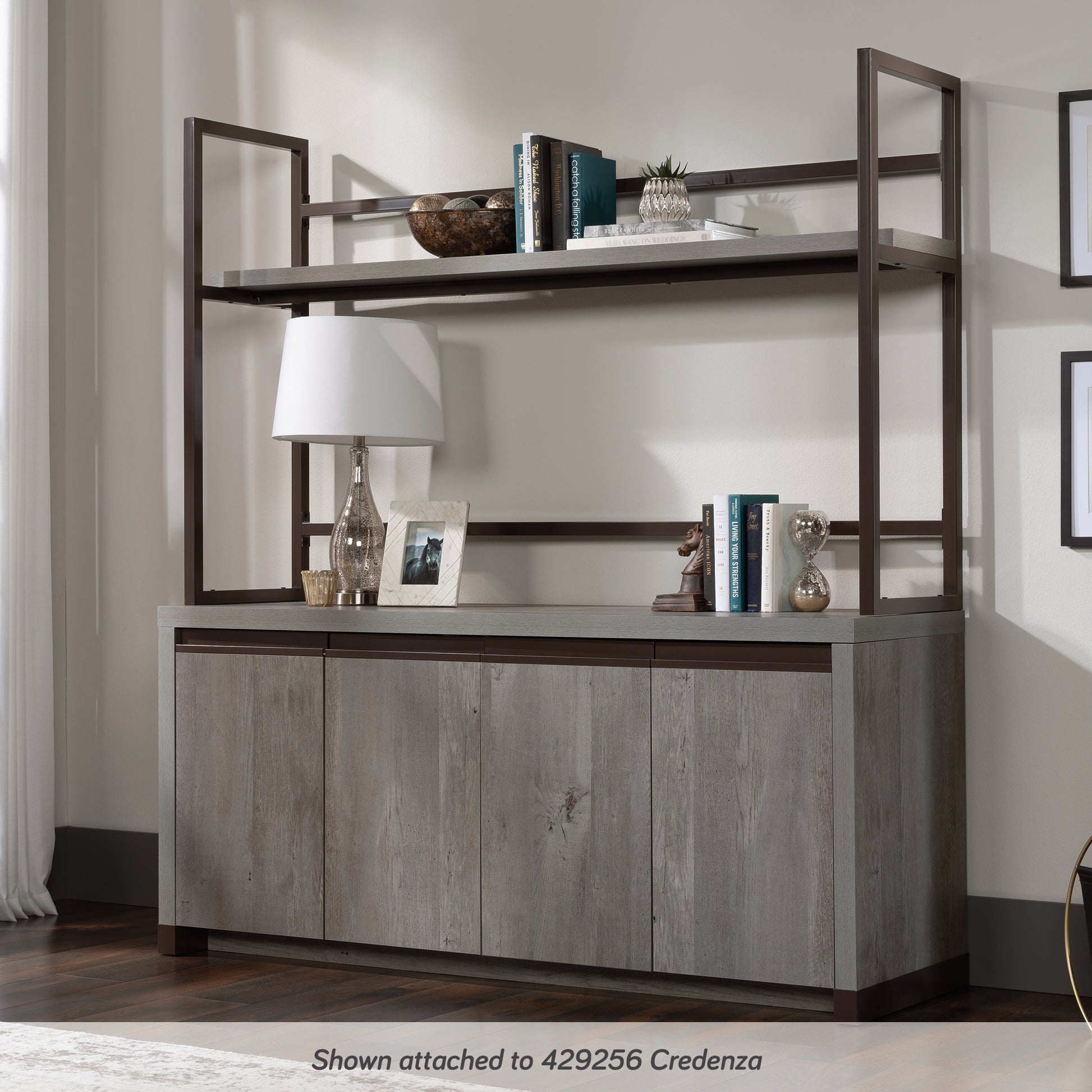 Brown Credenza Hutch - Storage & Display Shelving