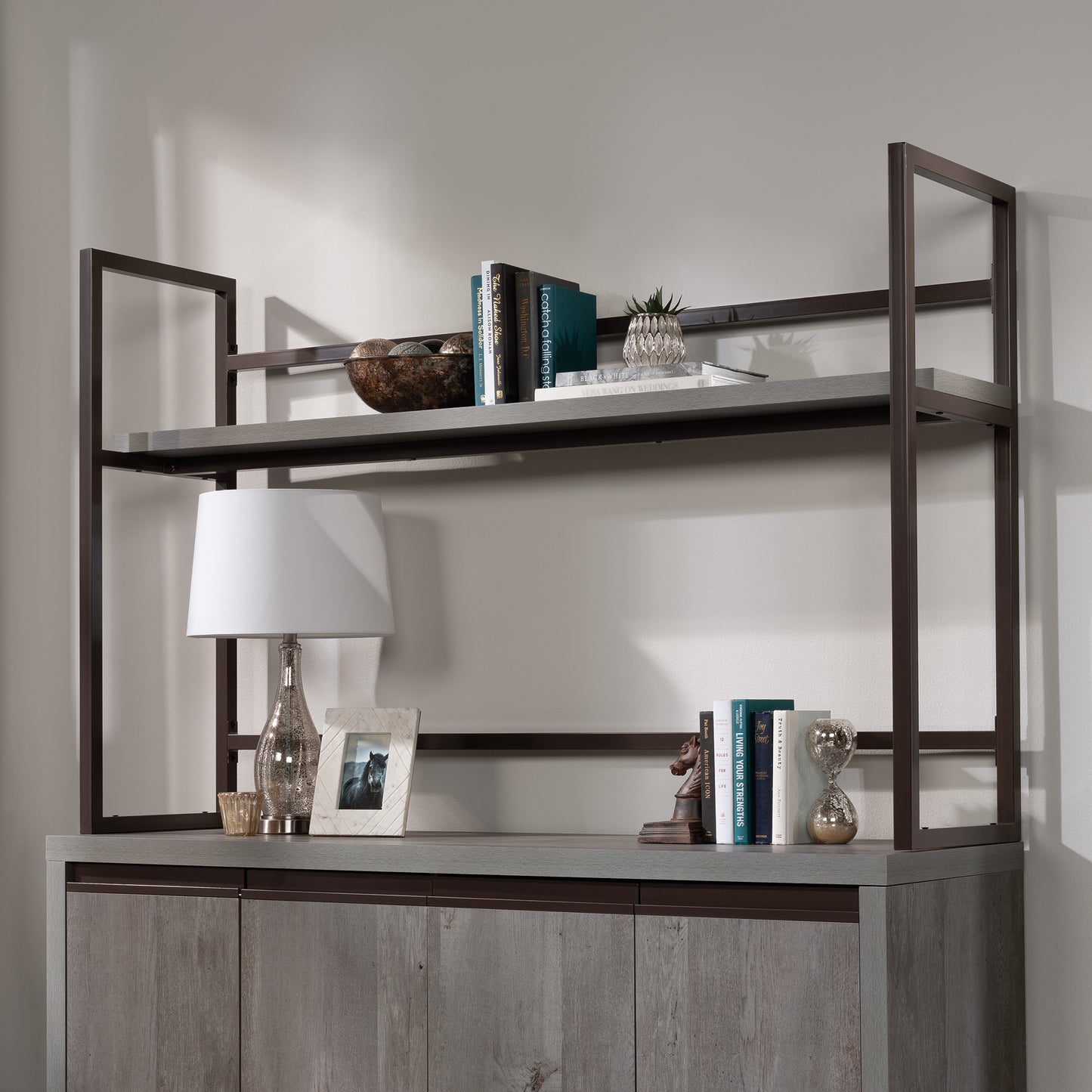 Brown Credenza Hutch - Storage & Display Shelving