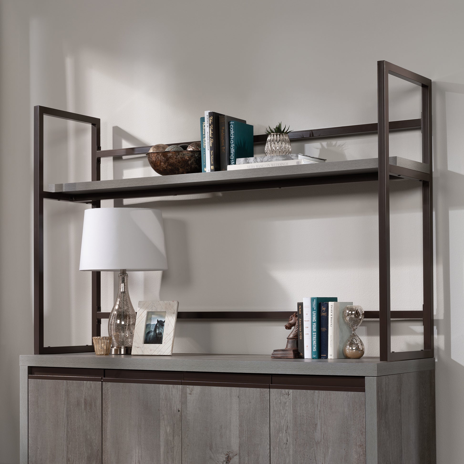 Brown Credenza Hutch - Storage & Display Shelving