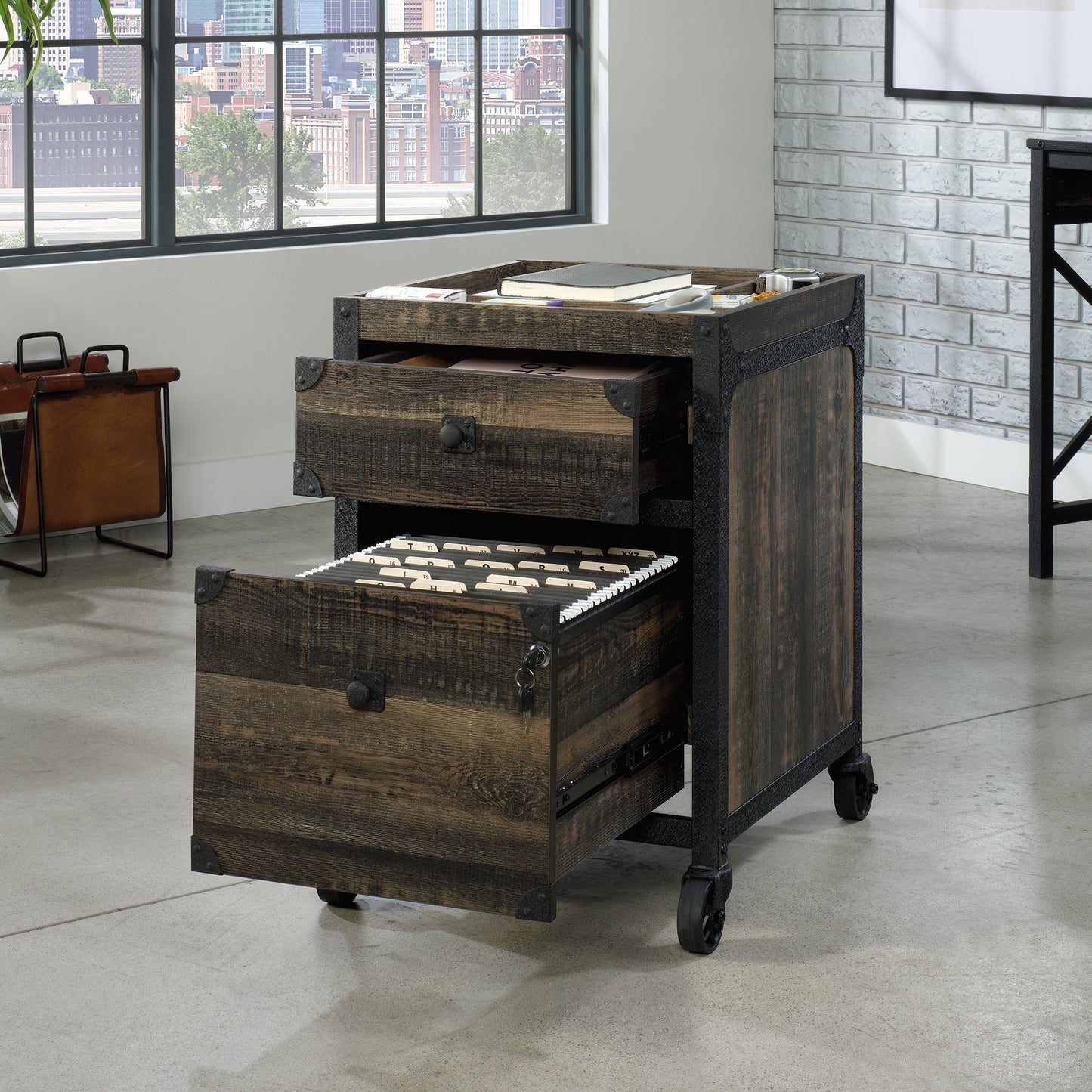 Espresso Mobile File Cabinet - 2 Drawers