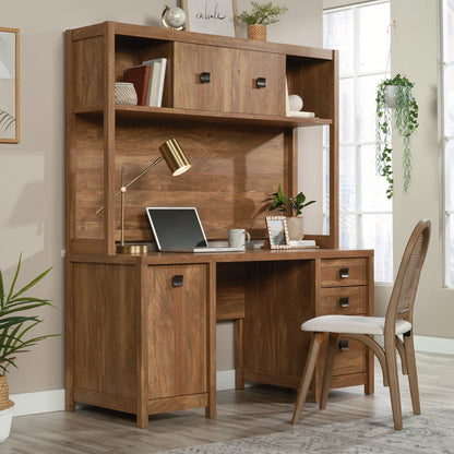 Hutch with Hidden Storage - Brown Industrial Style