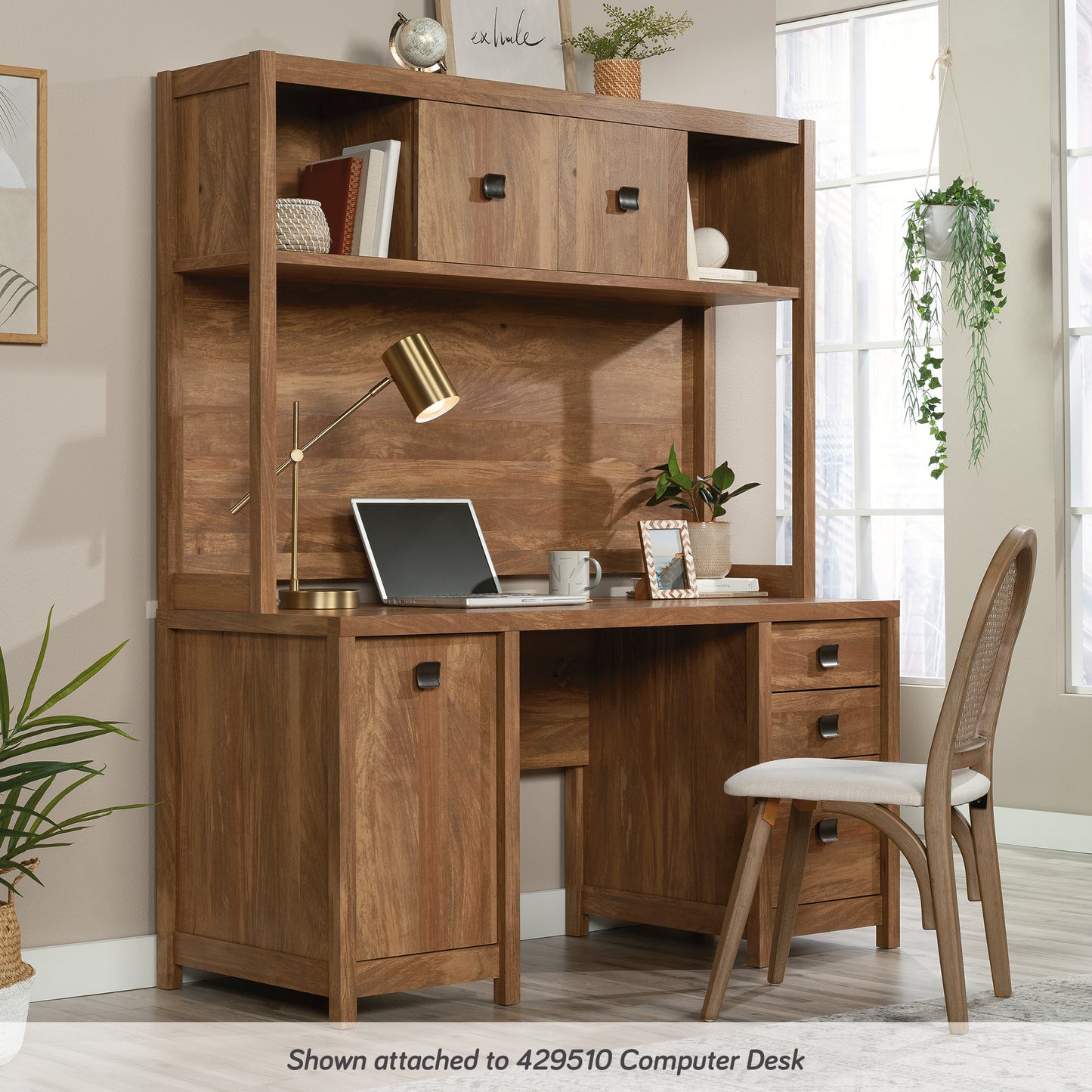 Hutch with Hidden Storage - Brown Industrial Style