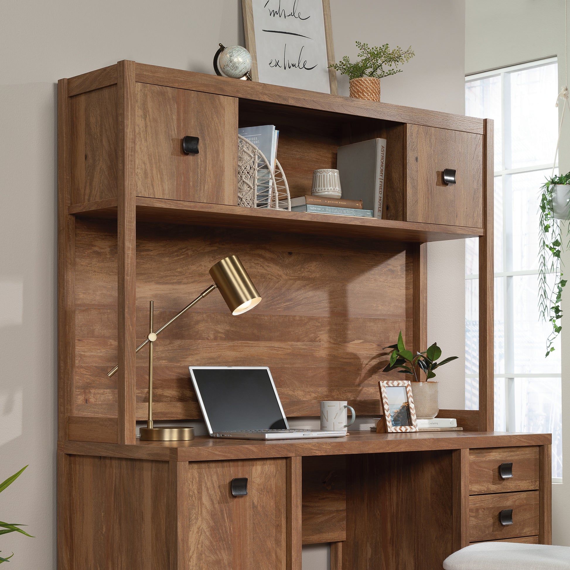 Hutch with Hidden Storage - Brown Industrial Style