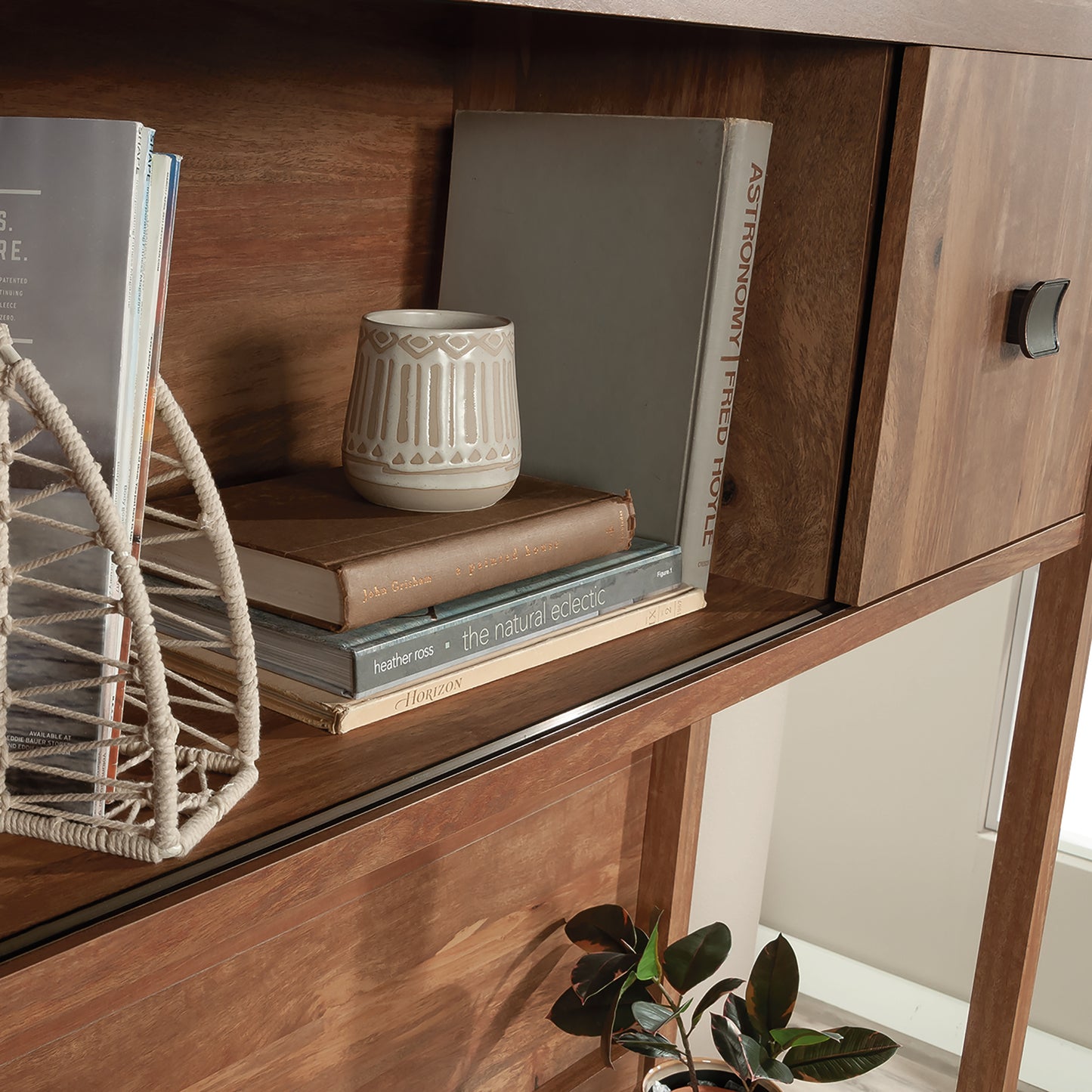 Hutch with Hidden Storage - Brown Industrial Style