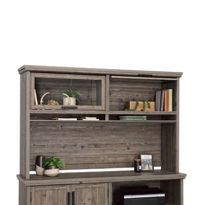 Hutch with Glass Doors - Brown Display Shelf Unit