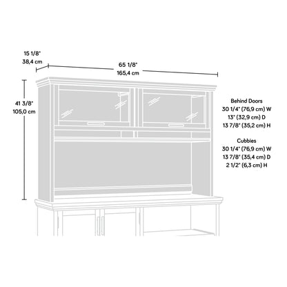 Hutch with Glass Doors - Brown Display Shelf Unit