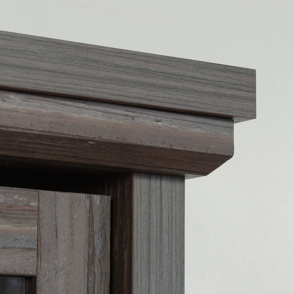 Hutch with Glass Doors - Brown Display Shelf Unit