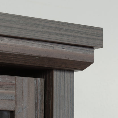 Hutch with Glass Doors - Brown Display Shelf Unit