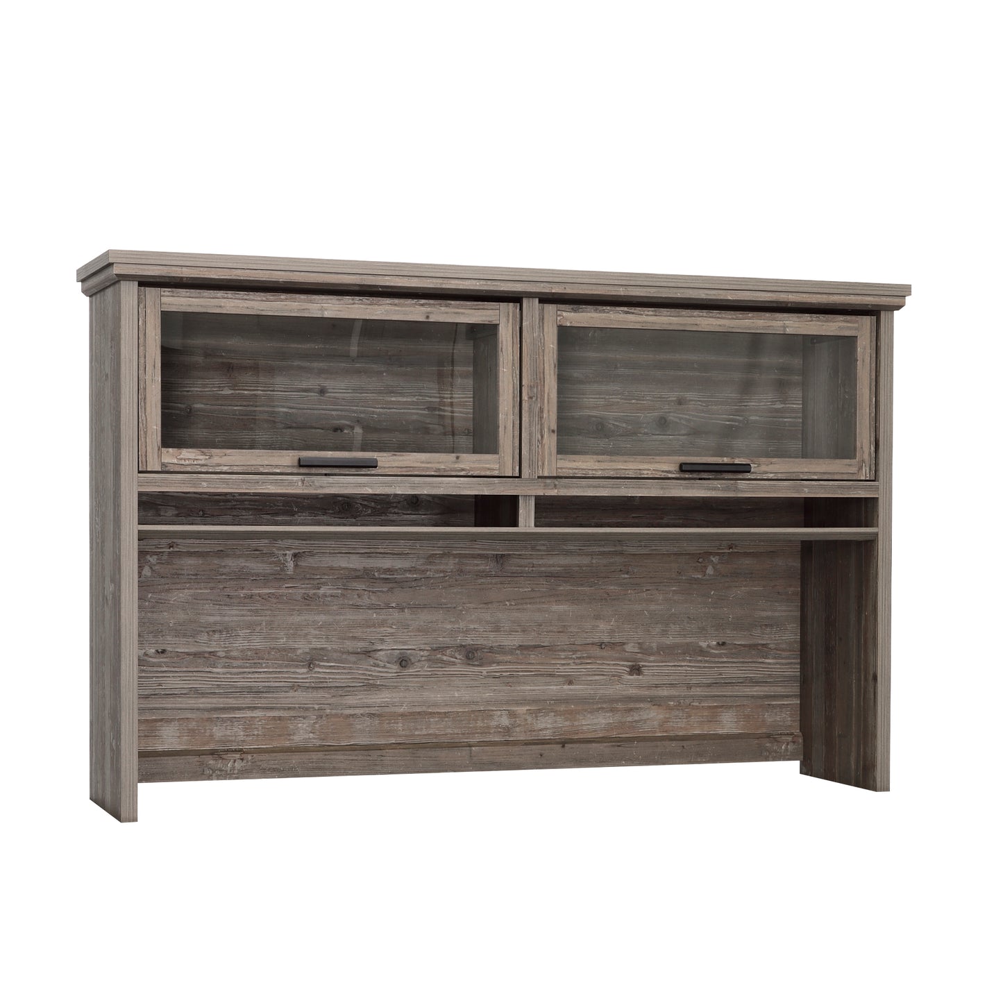 Hutch with Glass Doors, Brown finish