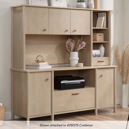 White Desktop Hutch with Adjustable Shelves - Office Storage