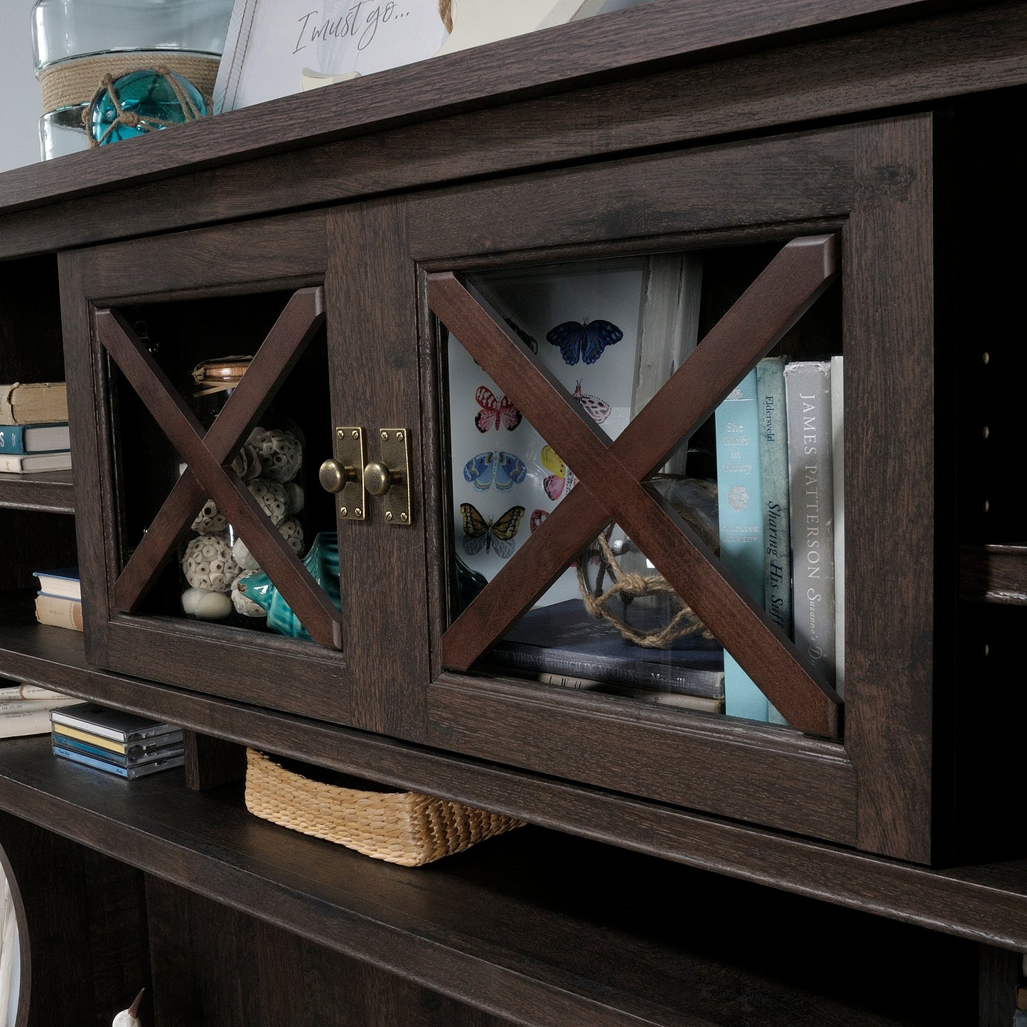 Brown 4 Shelf Hutch - Office Storage Cabinet