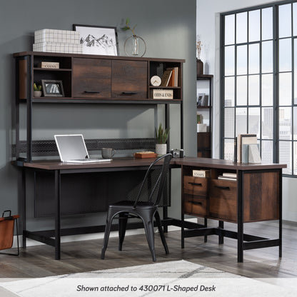 Brown Wood Office Hutch with Shelves - 36.77" W for Living Room