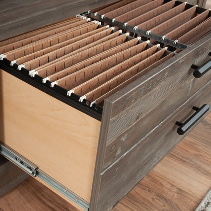 Brown Farmhouse File Credenza with Adjustable Shelves for Office Storage