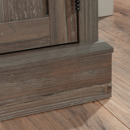 Brown Farmhouse File Credenza with Adjustable Shelves for Office Storage