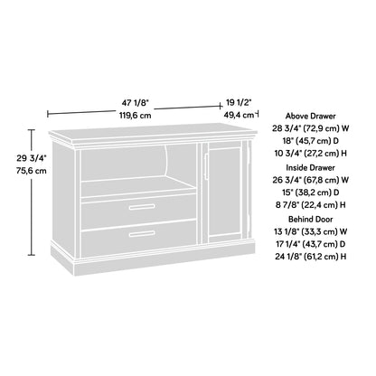 Brown Farmhouse File Credenza with Adjustable Shelves for Office Storage