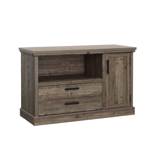 File Credenza with Adjustable Shelf, Brown finish