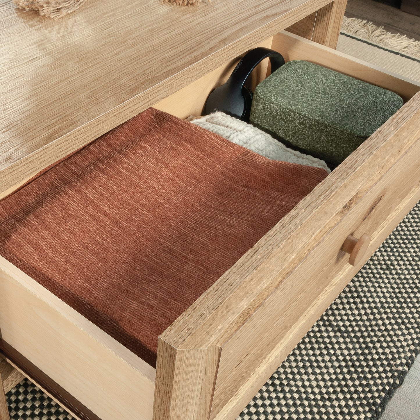 Lift-Top Coffee Table with Storage, Brown Finish