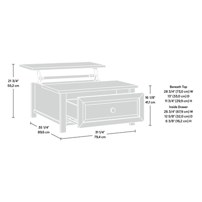 Lift-Top Coffee Table with Storage, Brown Finish