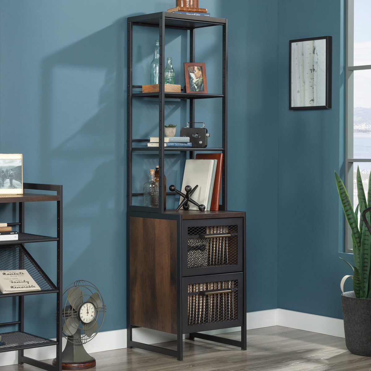 Brown 4-Shelf Bookcase - Adjustable Shelves for Living Room