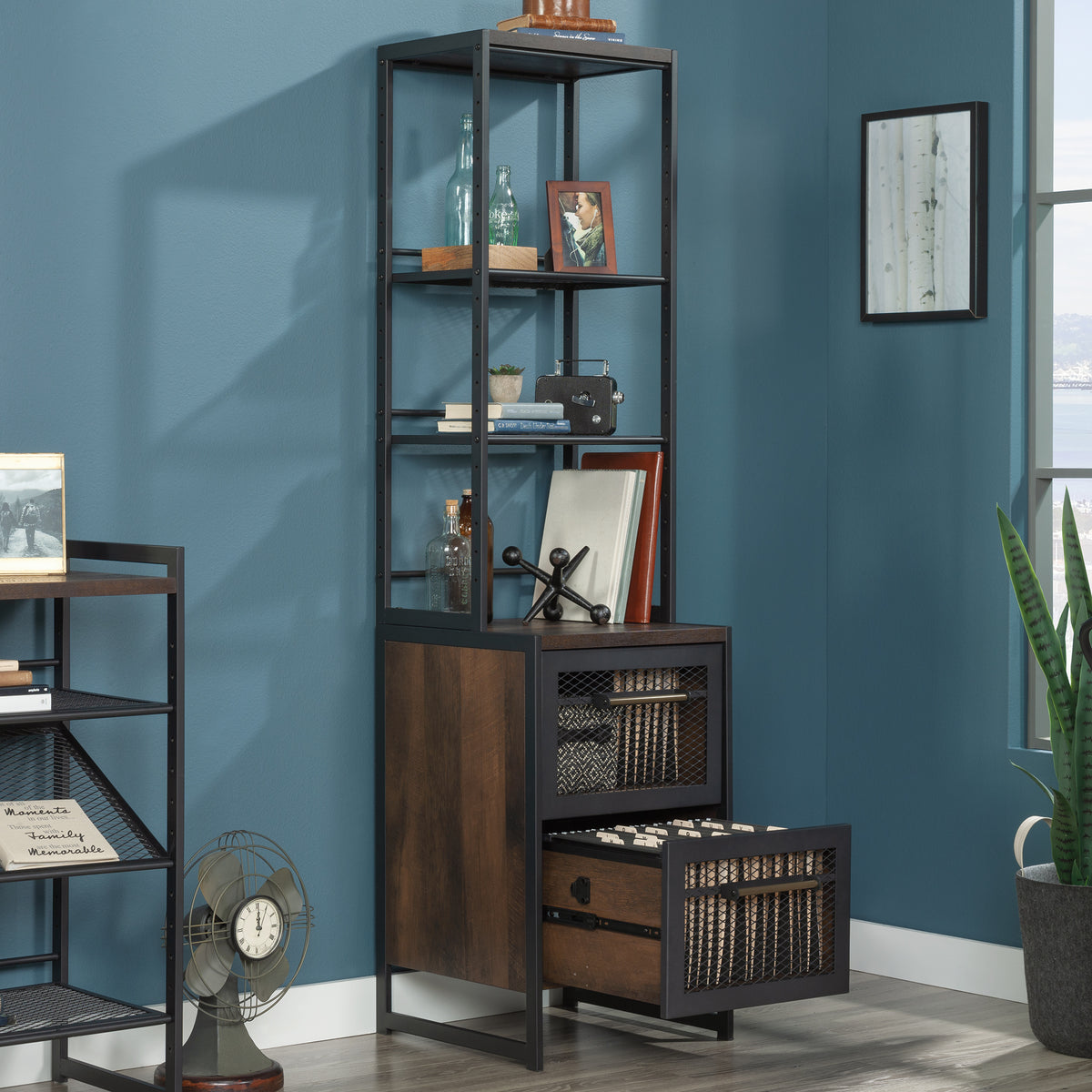 Brown 4-Shelf Bookcase - Adjustable Shelves for Living Room