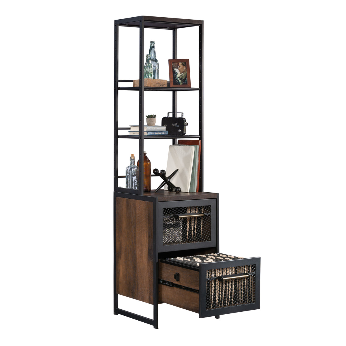 Brown 4-Shelf Bookcase - Adjustable Shelves for Living Room