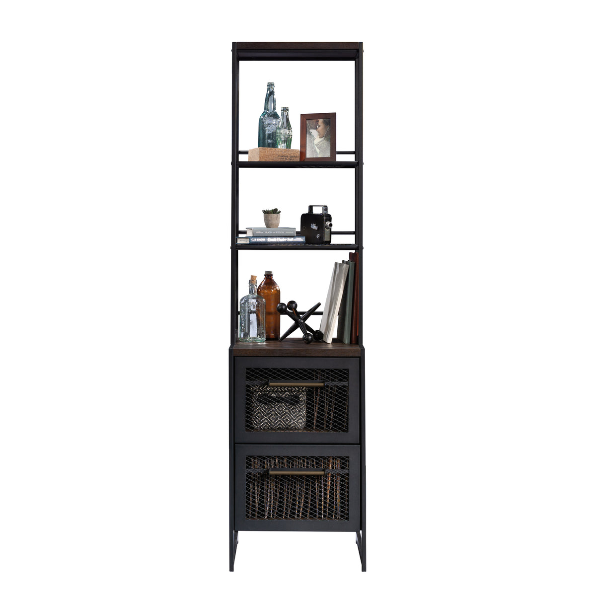 Brown 4-Shelf Bookcase - Adjustable Shelves for Living Room