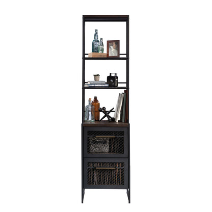 Brown 4-Shelf Bookcase - Adjustable Shelves for Living Room