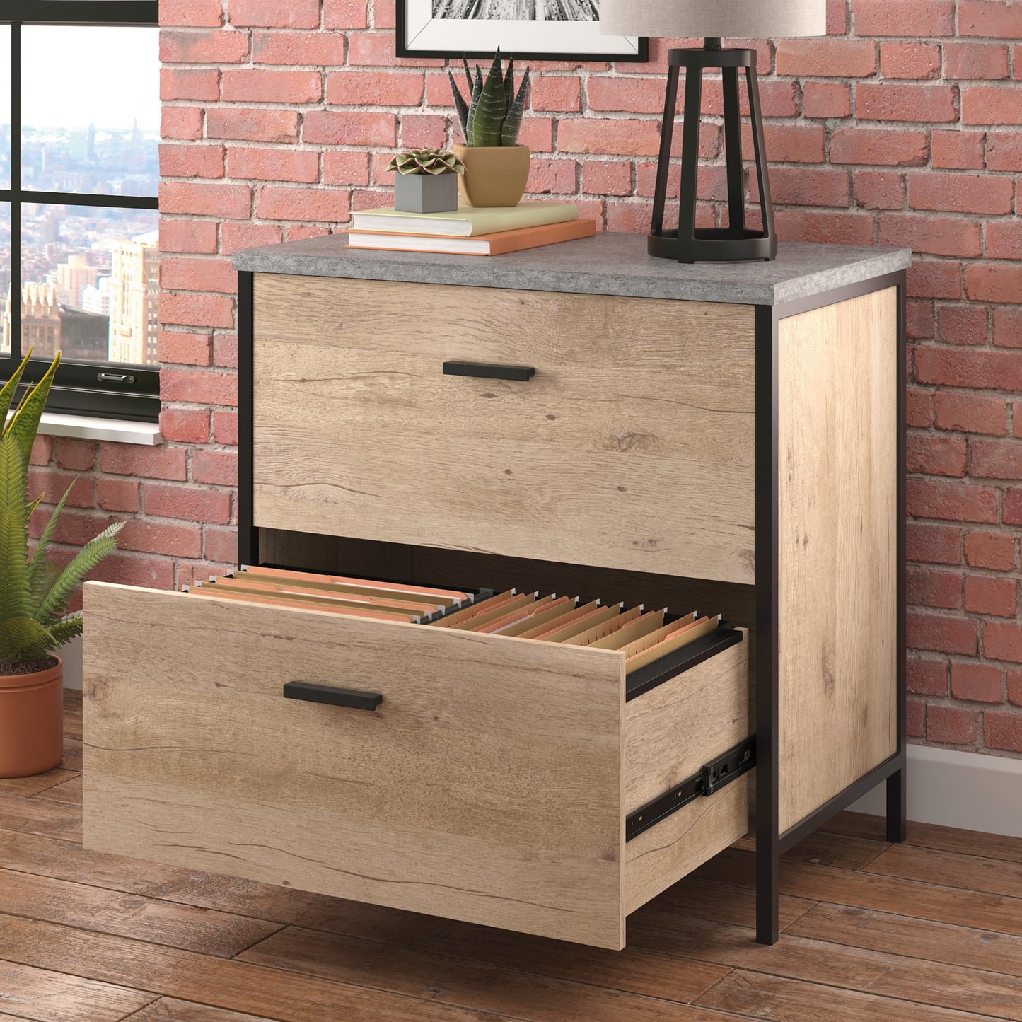 Brown Lateral File Cabinet - 1-2 Drawers