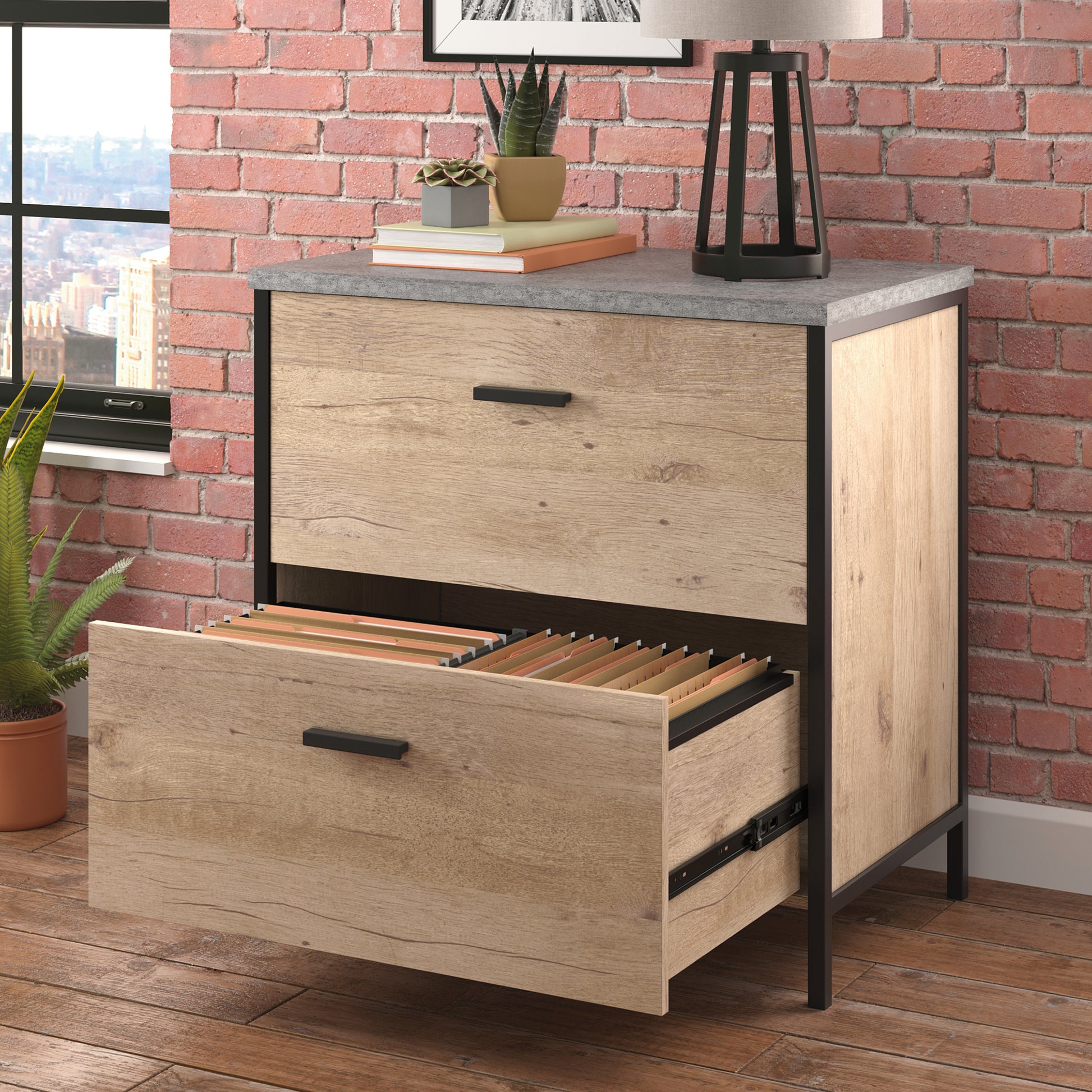 Brown Lateral File Cabinet - 1-2 Drawers
