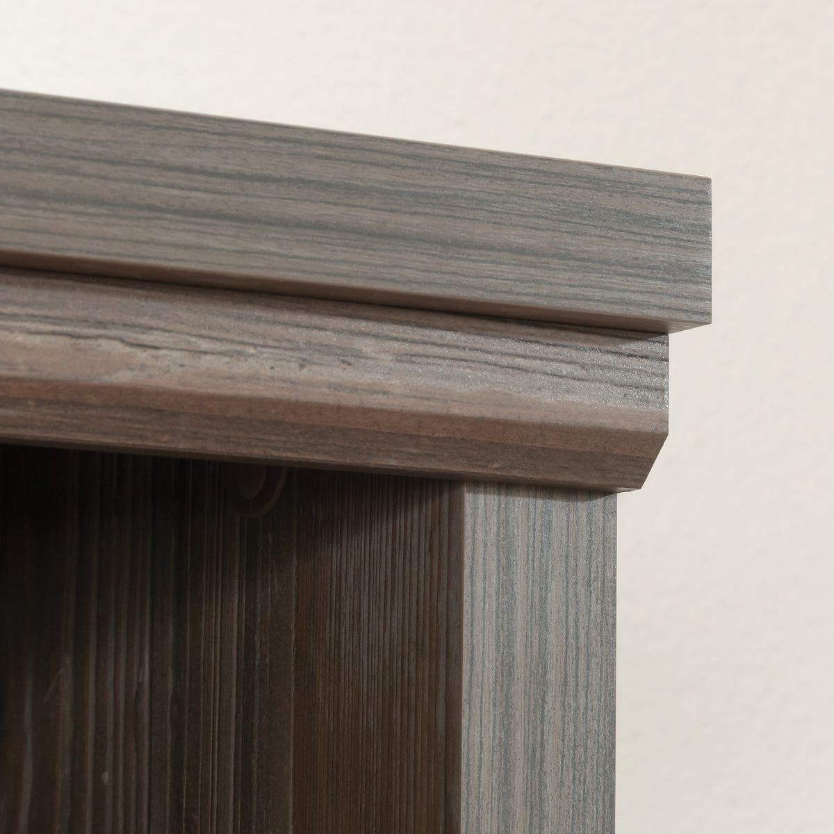 White Office Hutch with 2 Shelves - Brown Wood