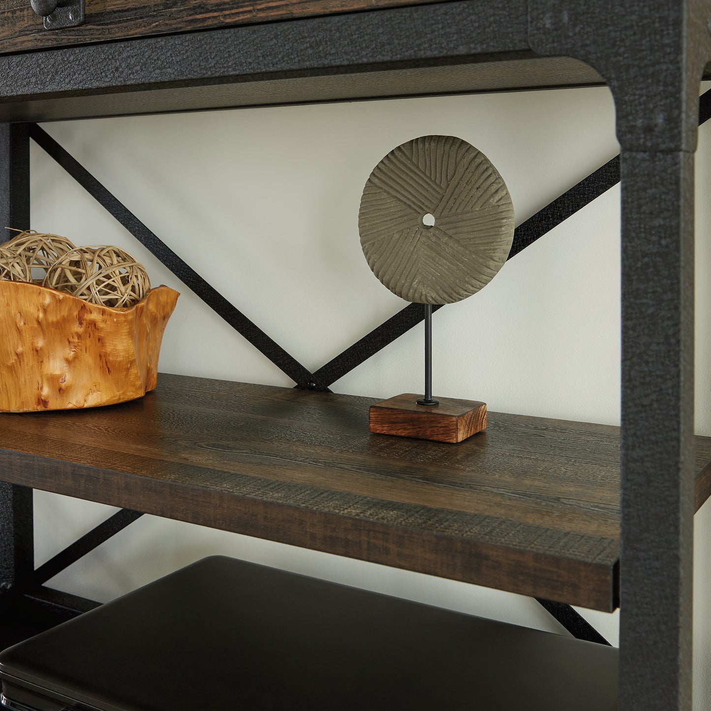 Hutch with Glass Doors - Brown Adjustable Shelves