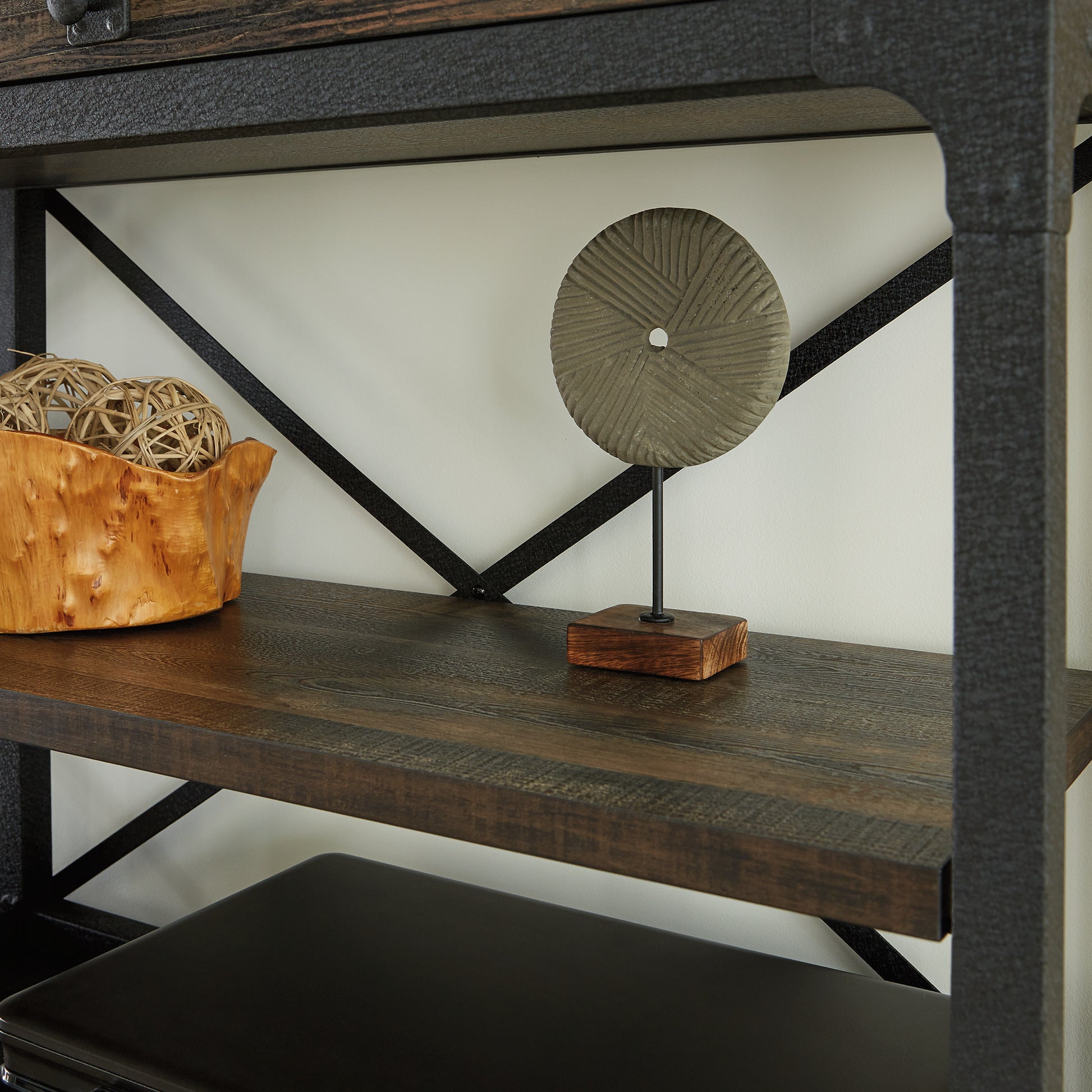 Hutch with Glass Doors - Brown Adjustable Shelves
