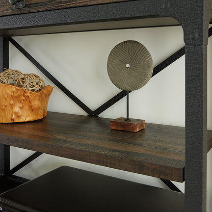 Hutch with Glass Doors - Brown Adjustable Shelves
