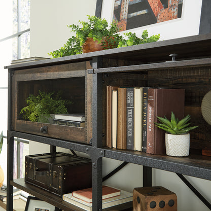 Hutch with Glass Doors - Brown Adjustable Shelves