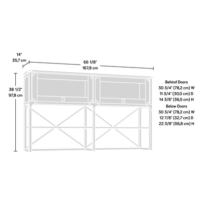 Hutch with Glass Doors - Brown Adjustable Shelves