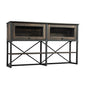 Hutch with Glass Doors and Adjustable Shelves, Brown finish