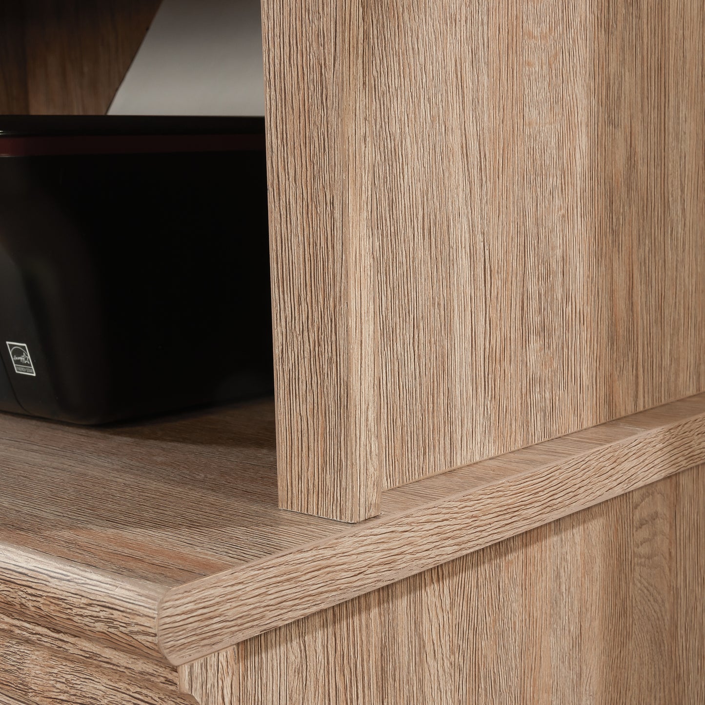 Brown Engineered Wood Office Accent Chest with Glass Doors