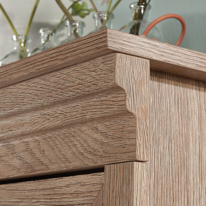 Brown Engineered Wood Office Accent Chest with Glass Doors