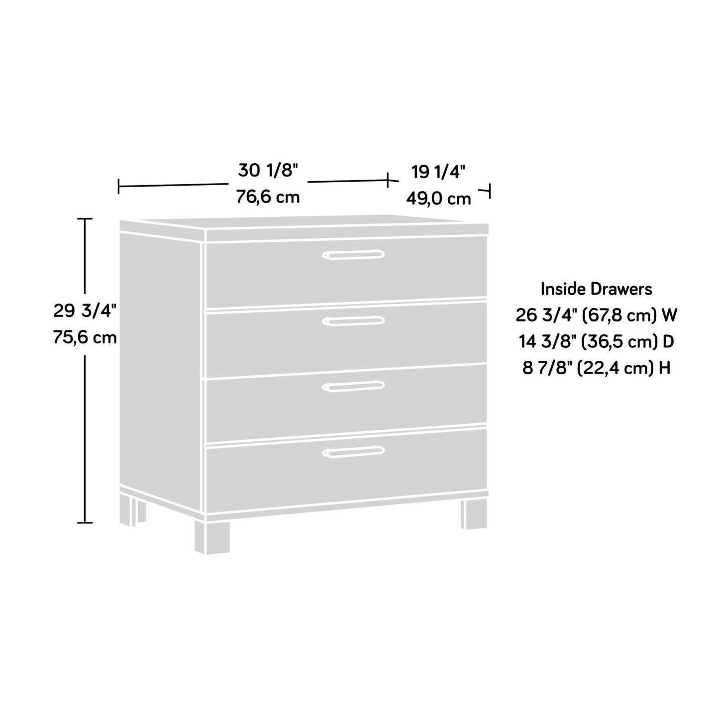 Brown Oak Filing Cabinet - 1-2 Drawer Lateral File
