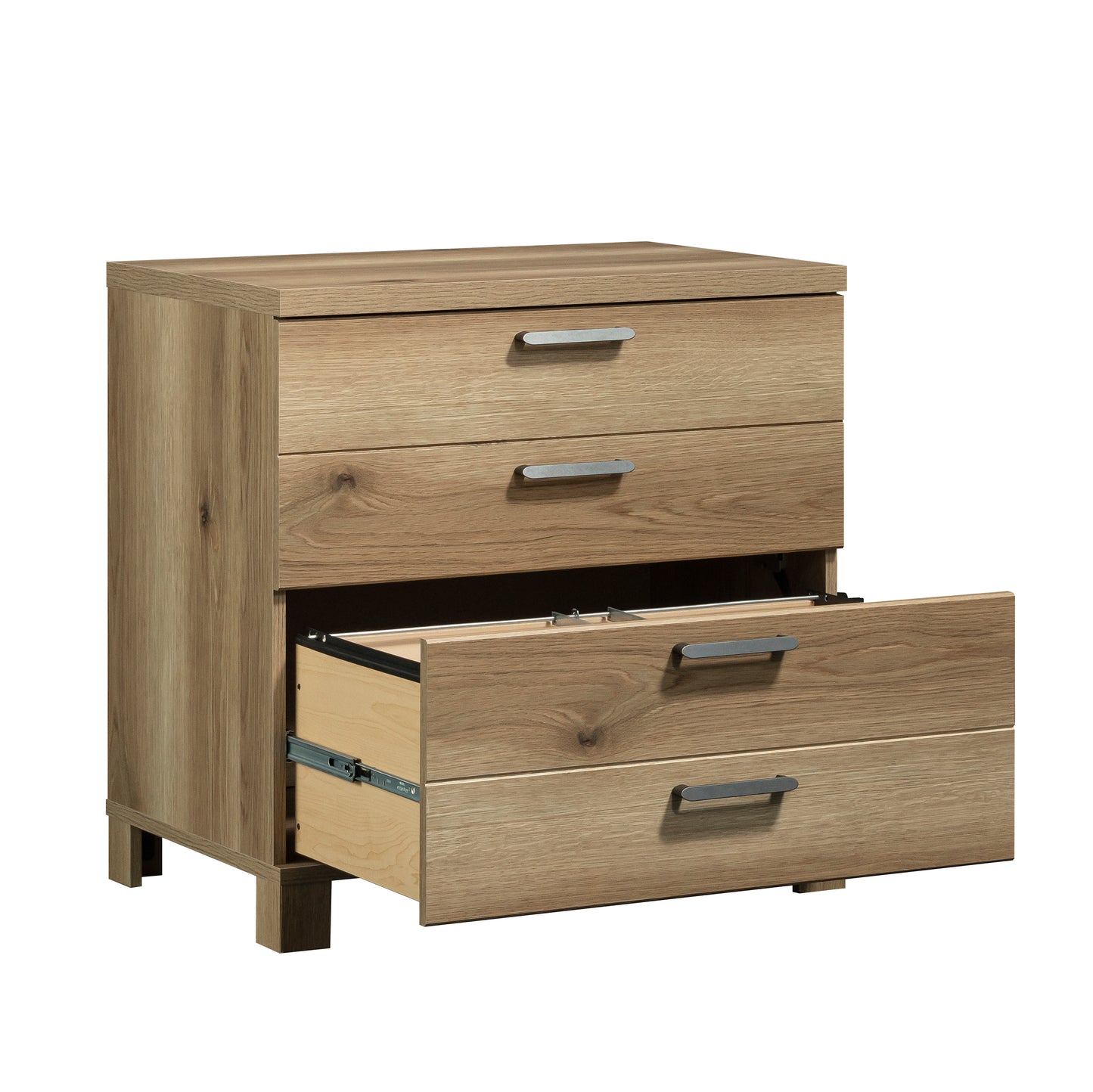 Brown Oak Filing Cabinet - 1-2 Drawer Lateral File