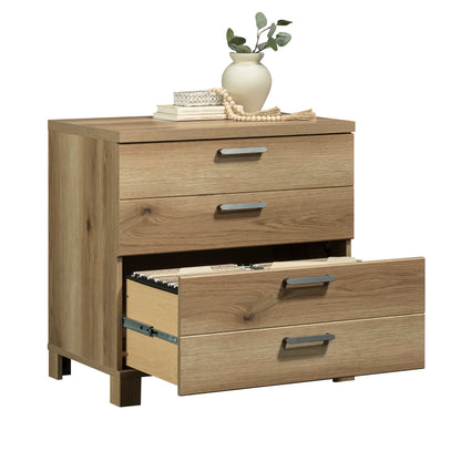 Brown Oak Filing Cabinet - 1-2 Drawer Lateral File
