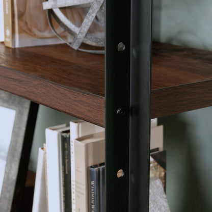Gray Library Hutch - Adjustable Shelves, Brown Wood