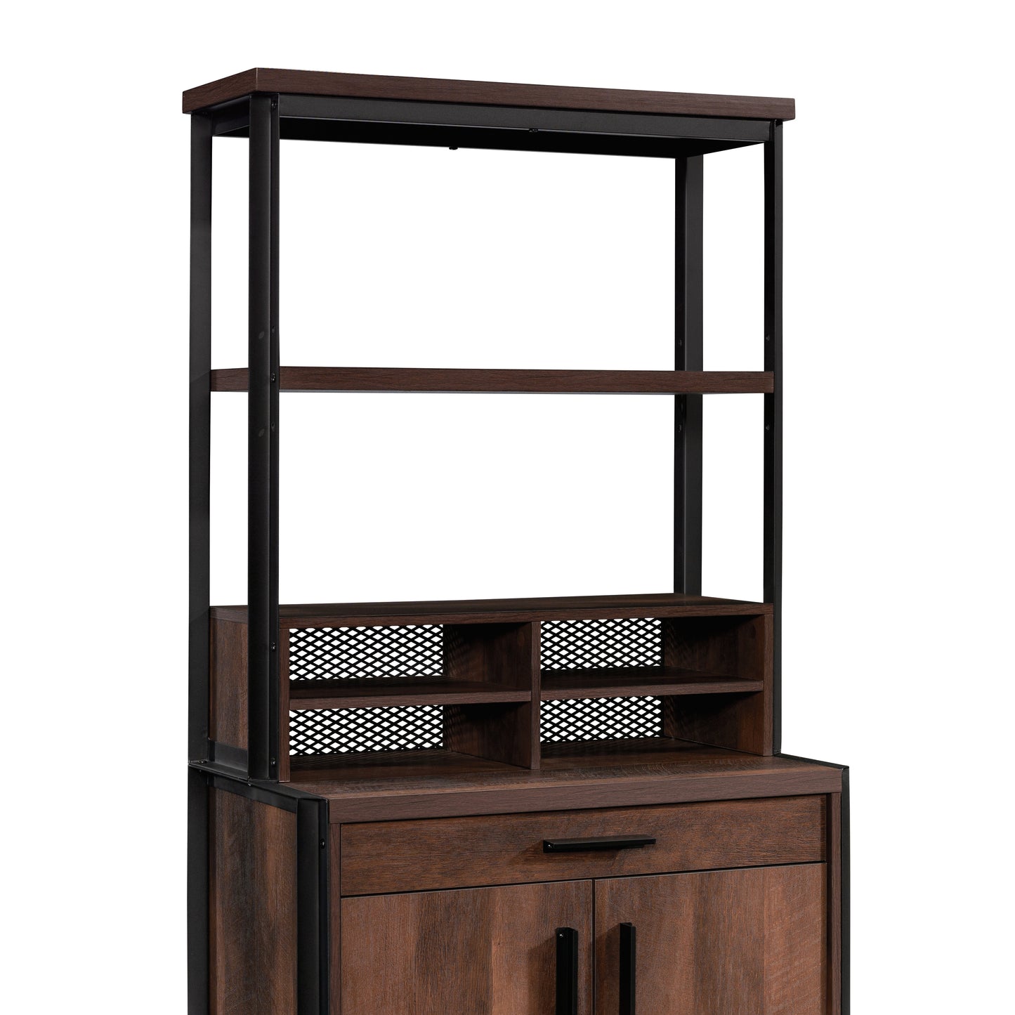Library Hutch with Adjustable Shelf, Brown finish