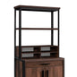Library Hutch with Adjustable Shelf, Brown finish