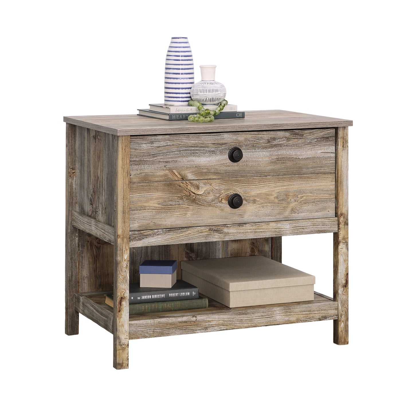 White Rustic Lateral File Cabinet - 1-2 Drawer Storage