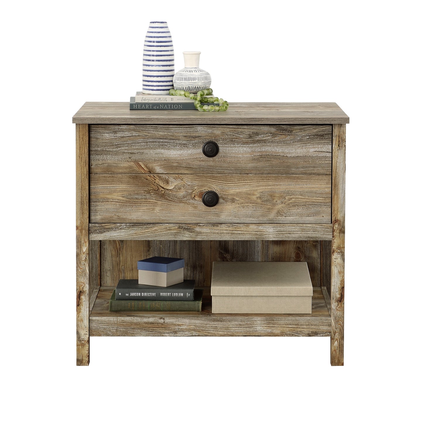 White Rustic Lateral File Cabinet - 1-2 Drawer Storage