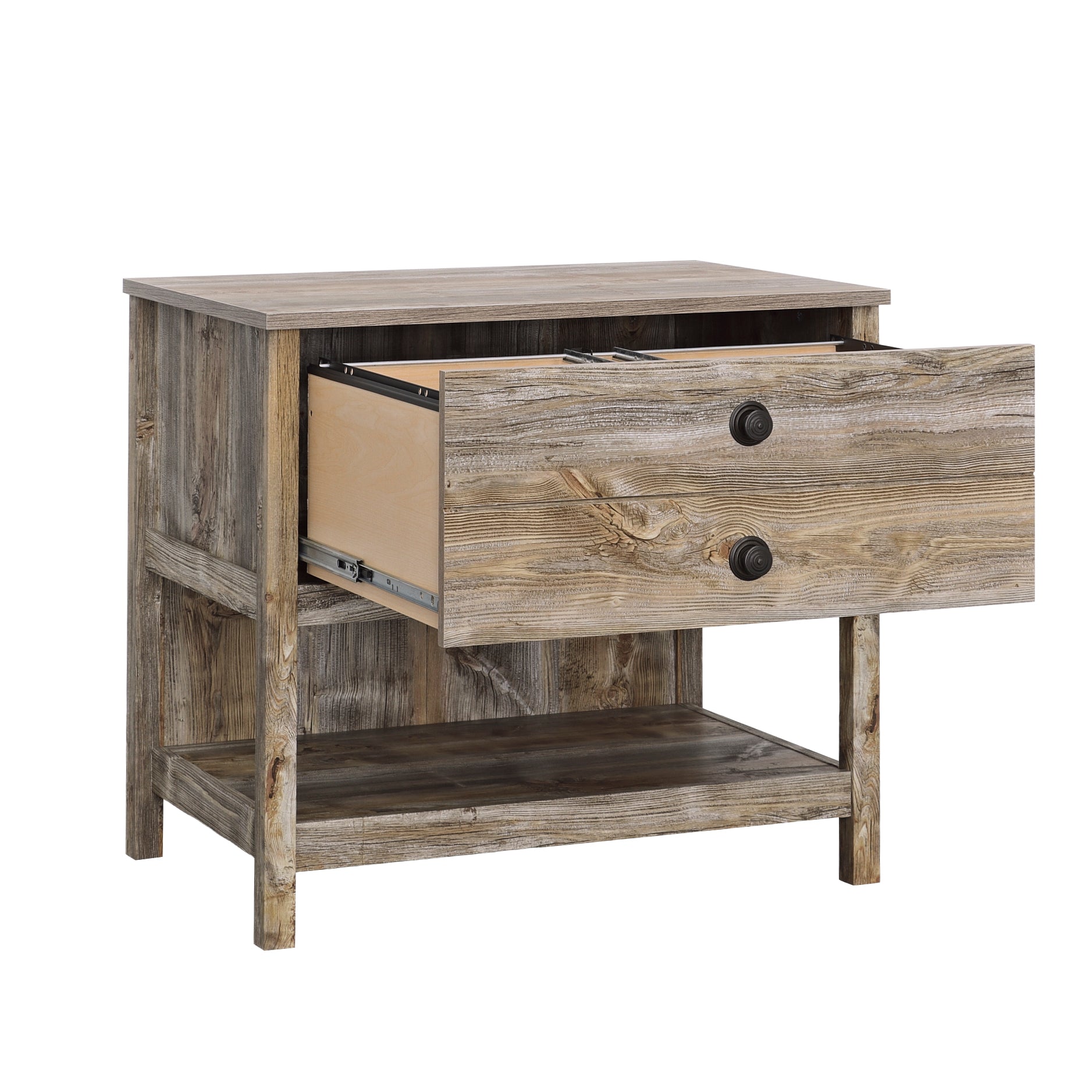 White Rustic Lateral File Cabinet - 1-2 Drawer Storage