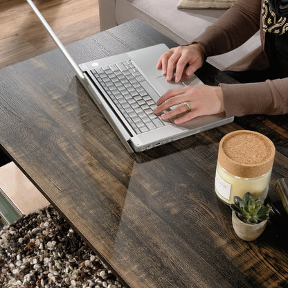 Lift-Top Coffee Table - Brown Industrial Style