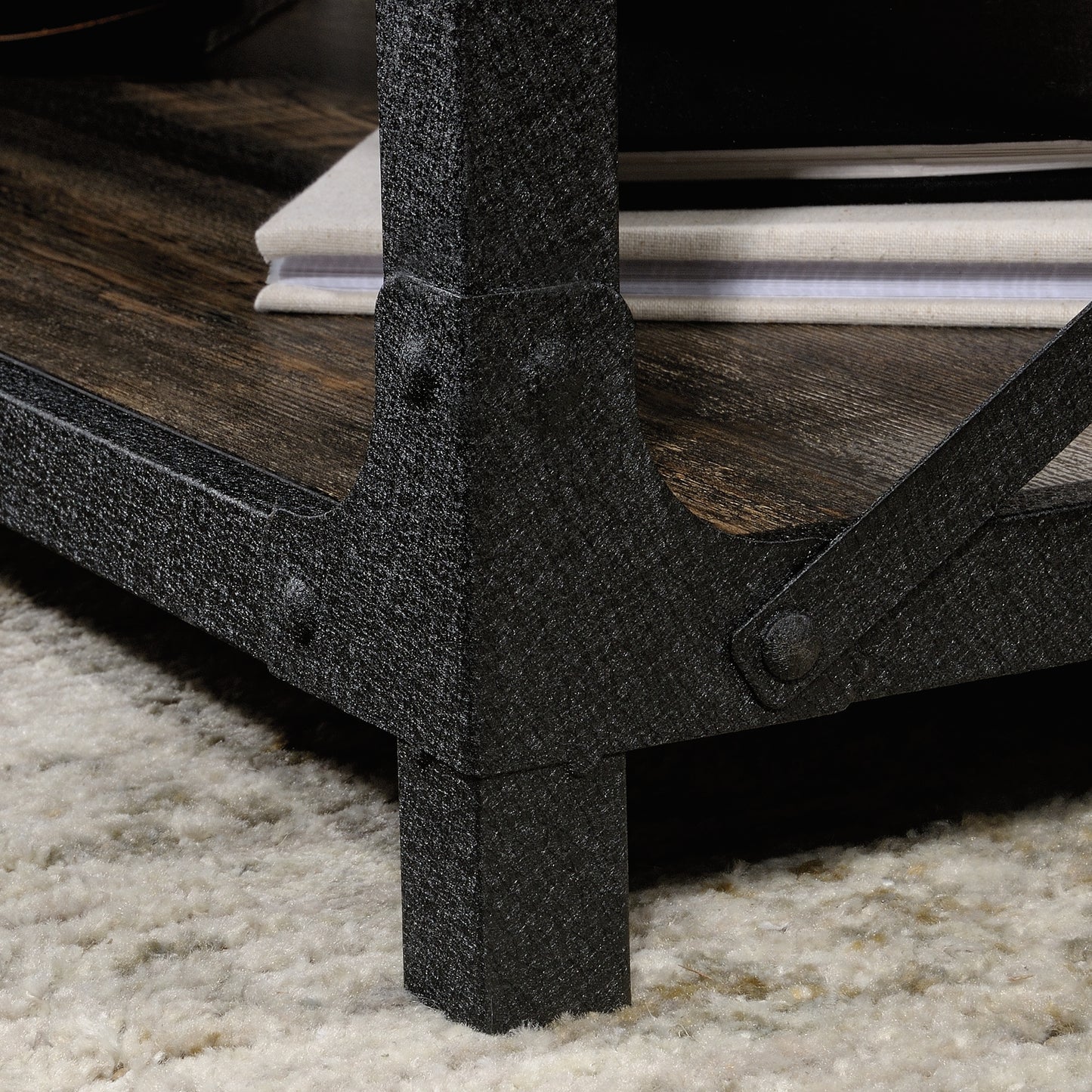 Lift-Top Coffee Table - Brown Industrial Style