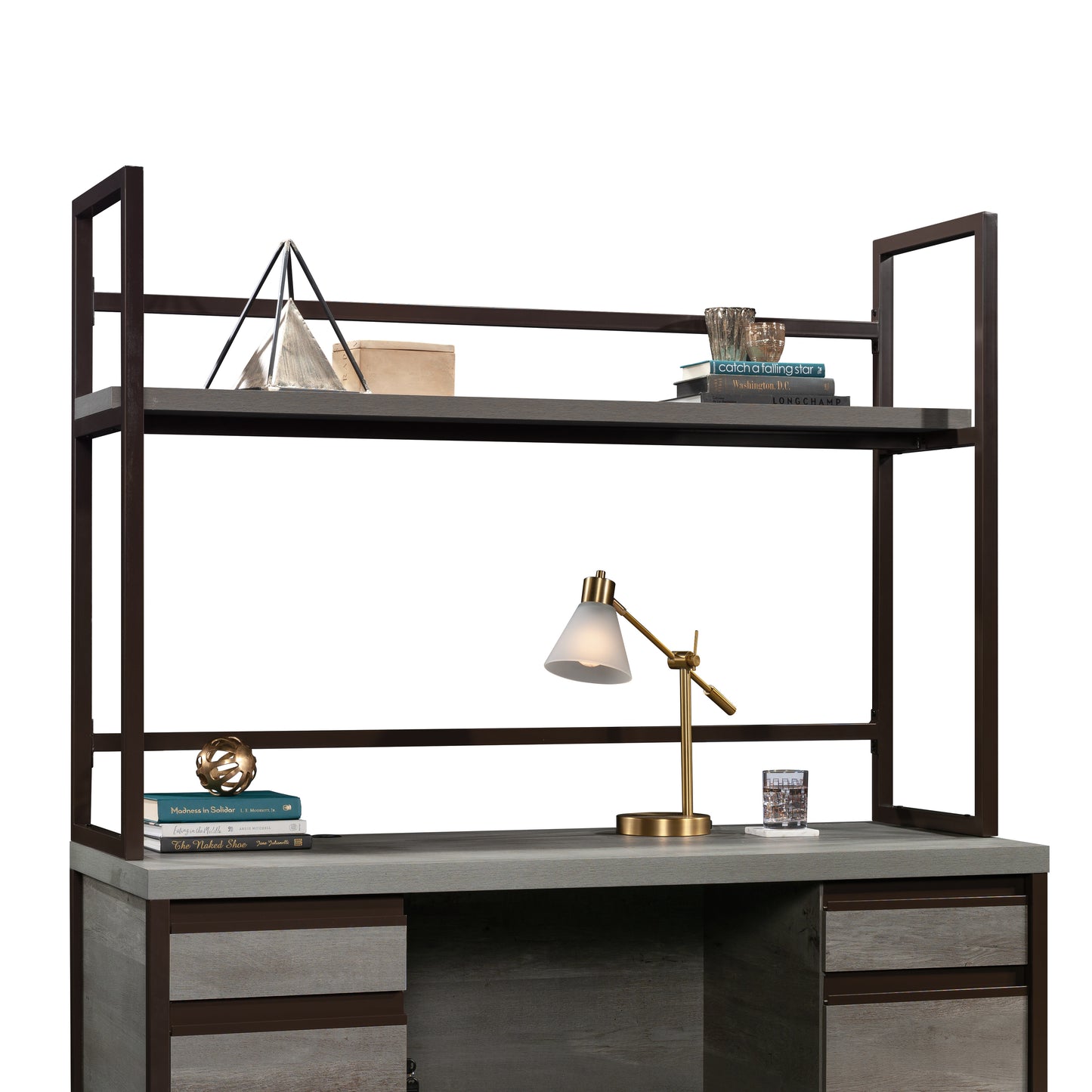 Hutch with 1-Inch Thick Top - Brown Display Shelf